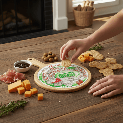 Red Elephant Stadium Collegiate Bamboo Ceramic Cheese Board - Nifty Decor & More