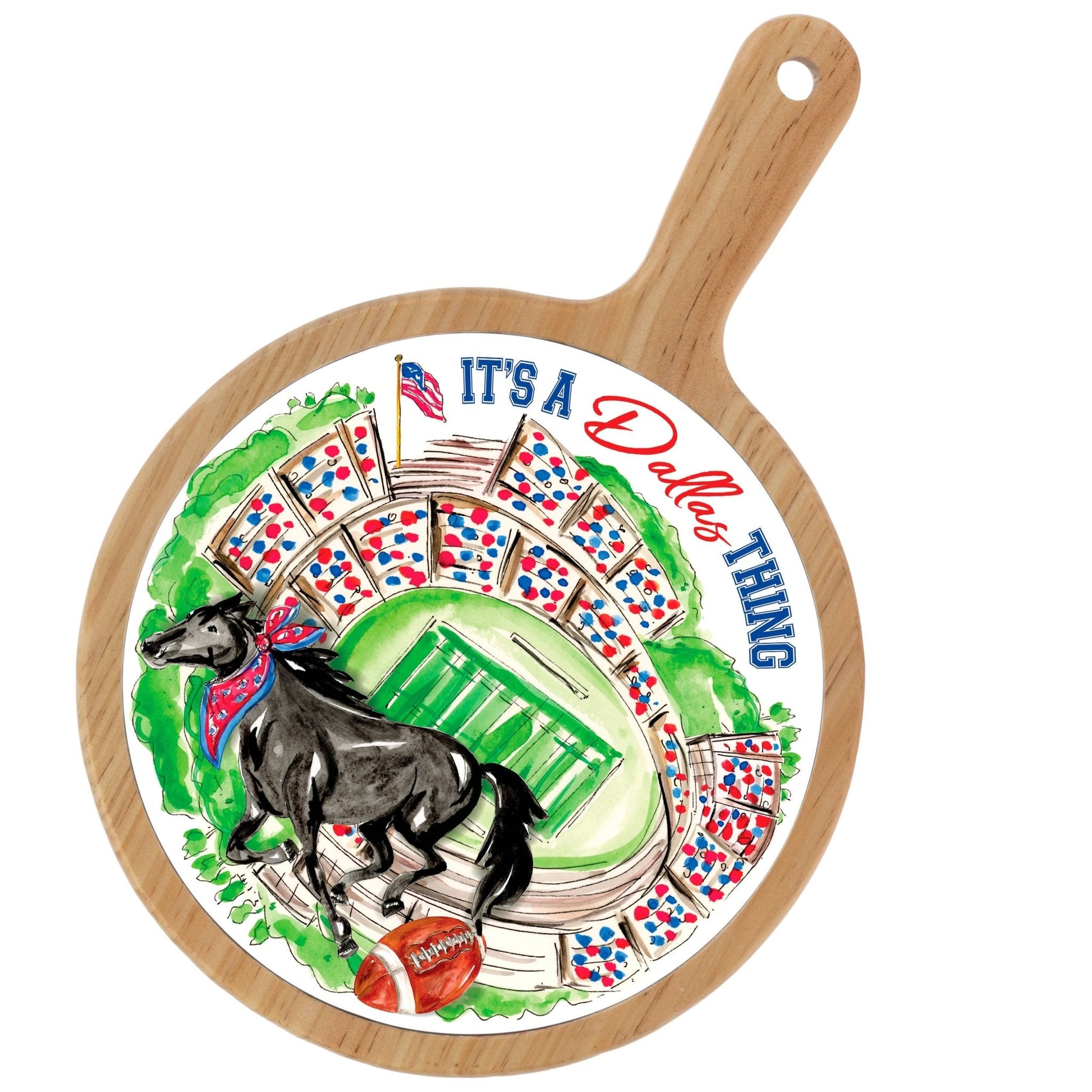 Red Mustang Stadium Collegiate Bamboo & Ceramic Cheese Board - Nifty Decor & More