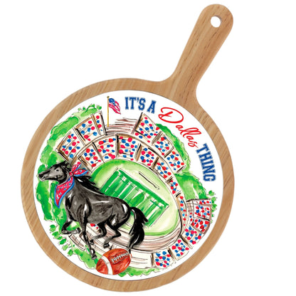 Red Mustang Stadium Collegiate Bamboo & Ceramic Cheese Board - Nifty Decor & More