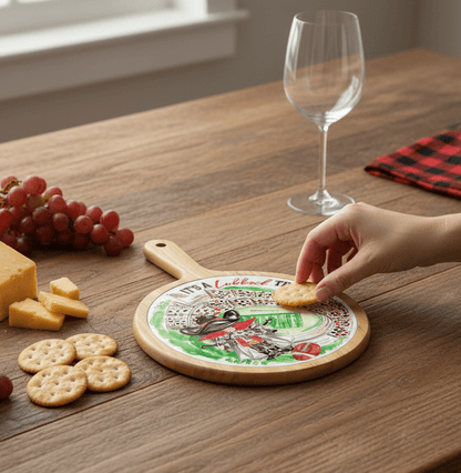 Red Raider Stadium Collegiate Bamboo & Ceramic Cheese Board - Nifty Decor & More
