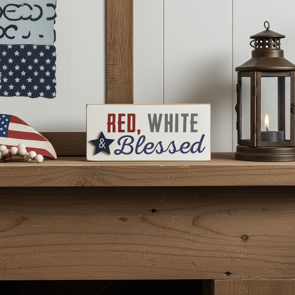 Red, White & Blessed Block - Nifty Decor & More
