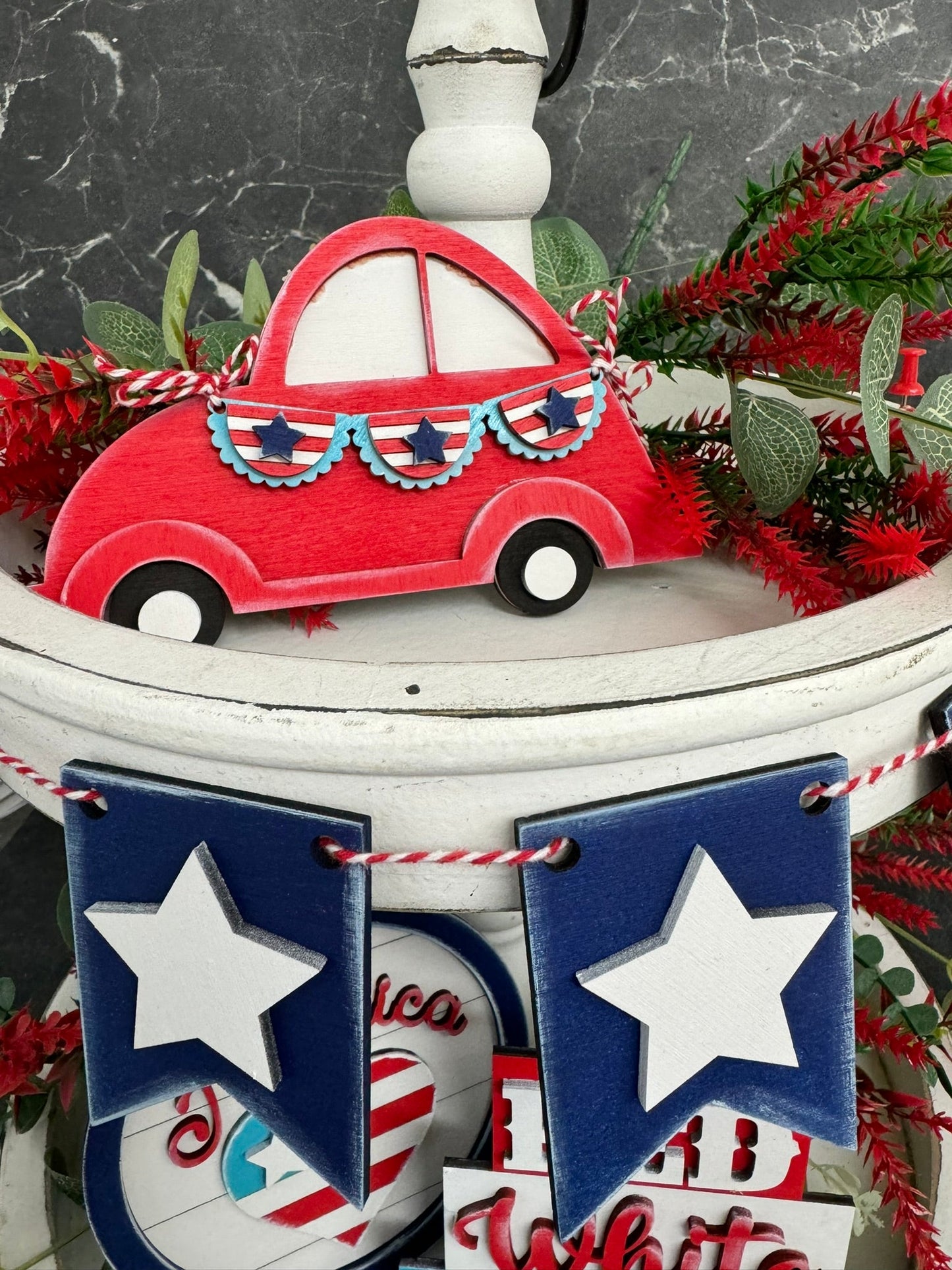 Red, White & Blue Tiered Tray Tiered Tray