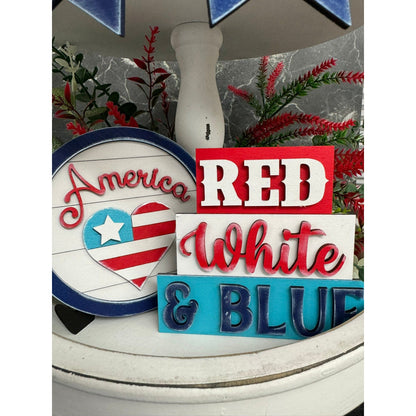 Red, White & Blue Tiered Tray Tiered Tray