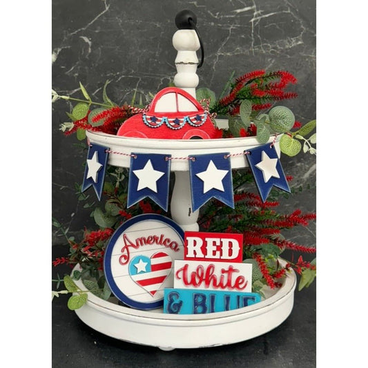 Red, White & Blue Tiered Tray Tiered Tray