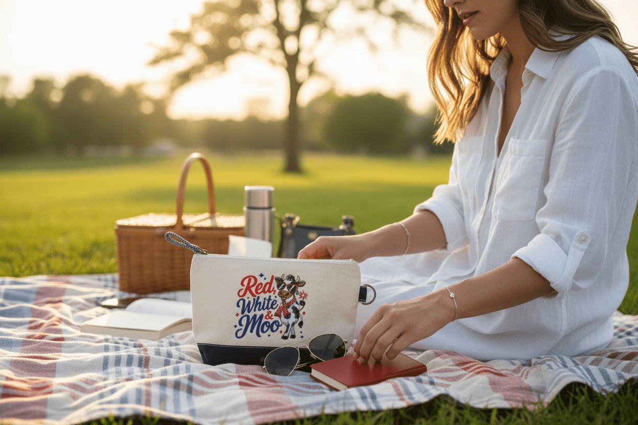 Red White & Moo Zip Top Pouch - Nifty Decor & More