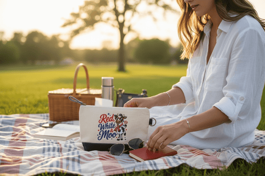 Red White & Moo Zip Top Pouch - Nifty Decor & More