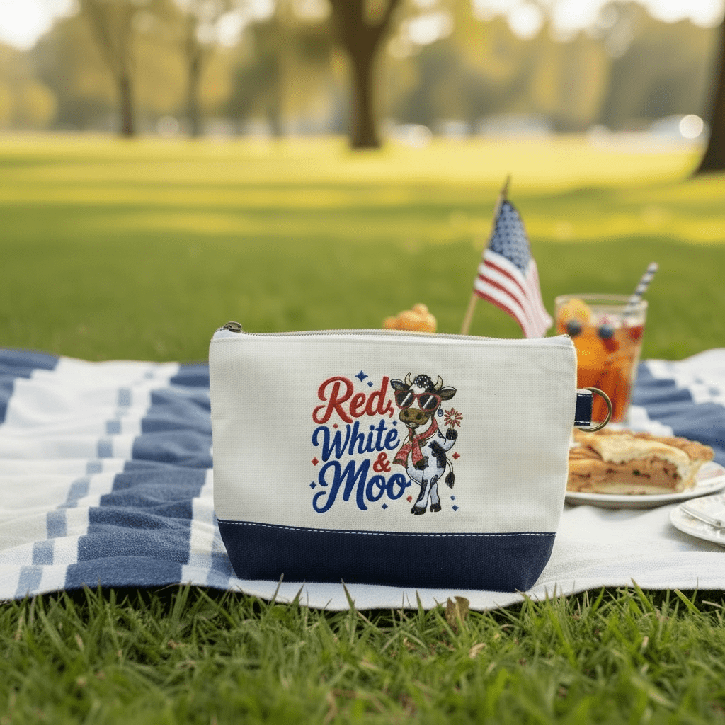 Red White & Moo Zip Top Pouch - Nifty Decor & More