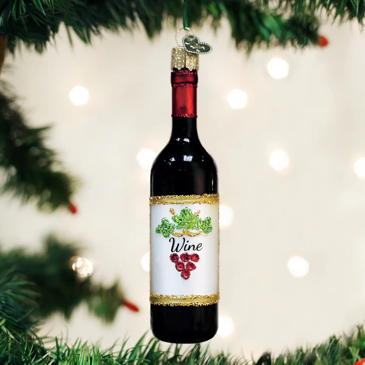 Red Wine Bottle Ornament - Nifty Decor & More