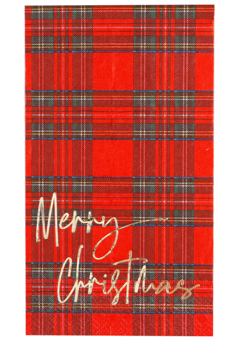 Guess and Company Red Plaid Merry Christmas Guest Towel Guest Towel   