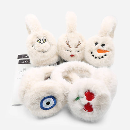 REINDEER Faux Fur Embroidered Earmuffs - Nifty Decor & More