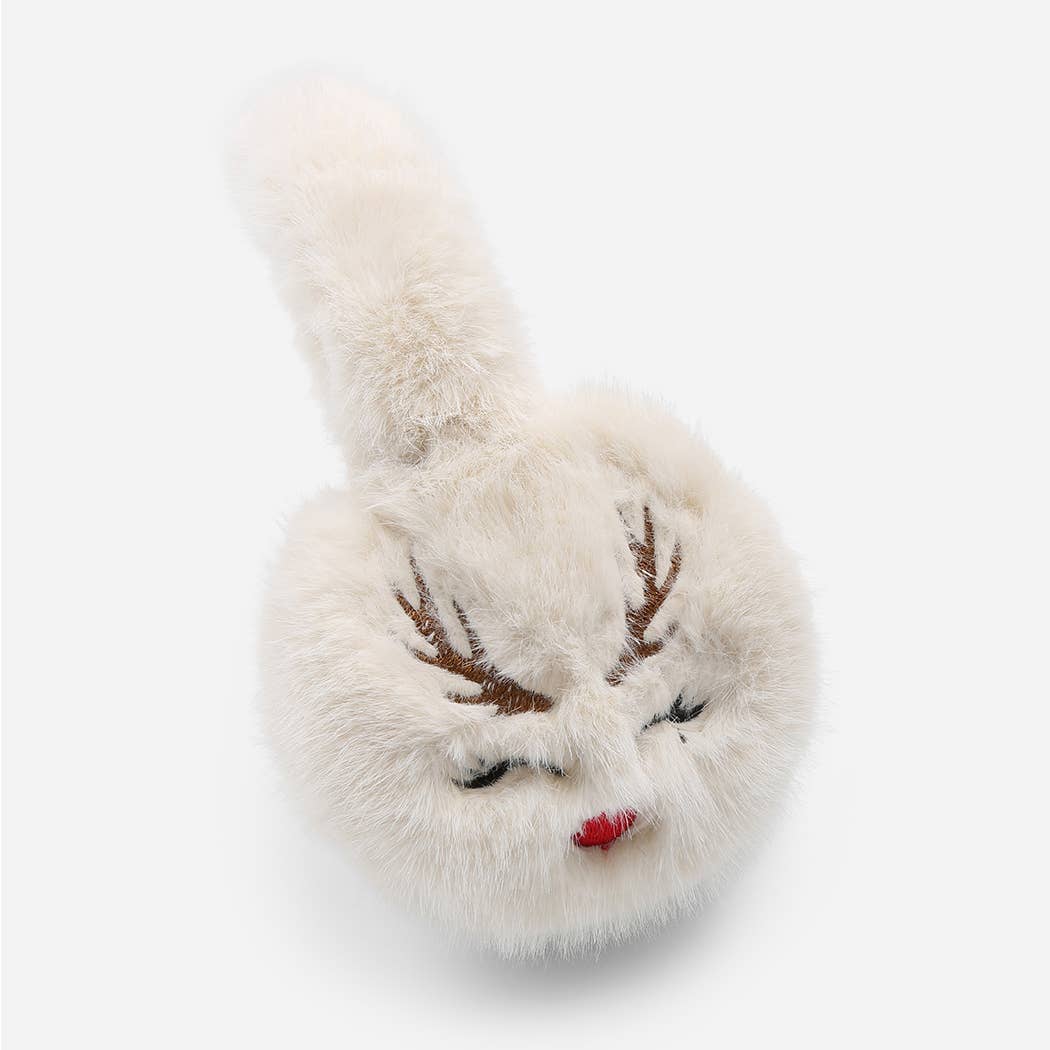 REINDEER Faux Fur Embroidered Earmuffs - Nifty Decor & More