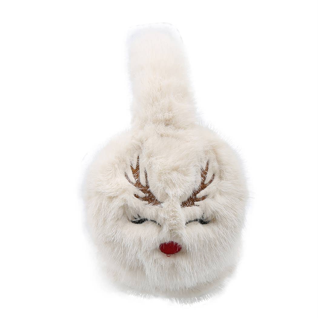 REINDEER Faux Fur Embroidered Earmuffs - Nifty Decor & More