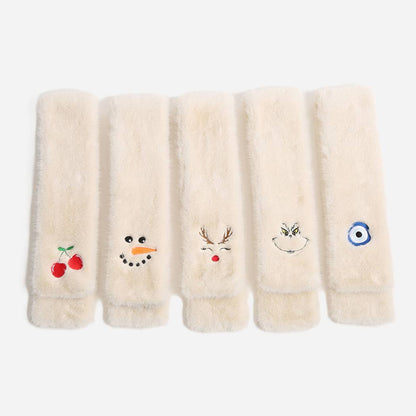 REINDEER Faux Fur Embroidered Pull Through Scarf - Nifty Decor & More