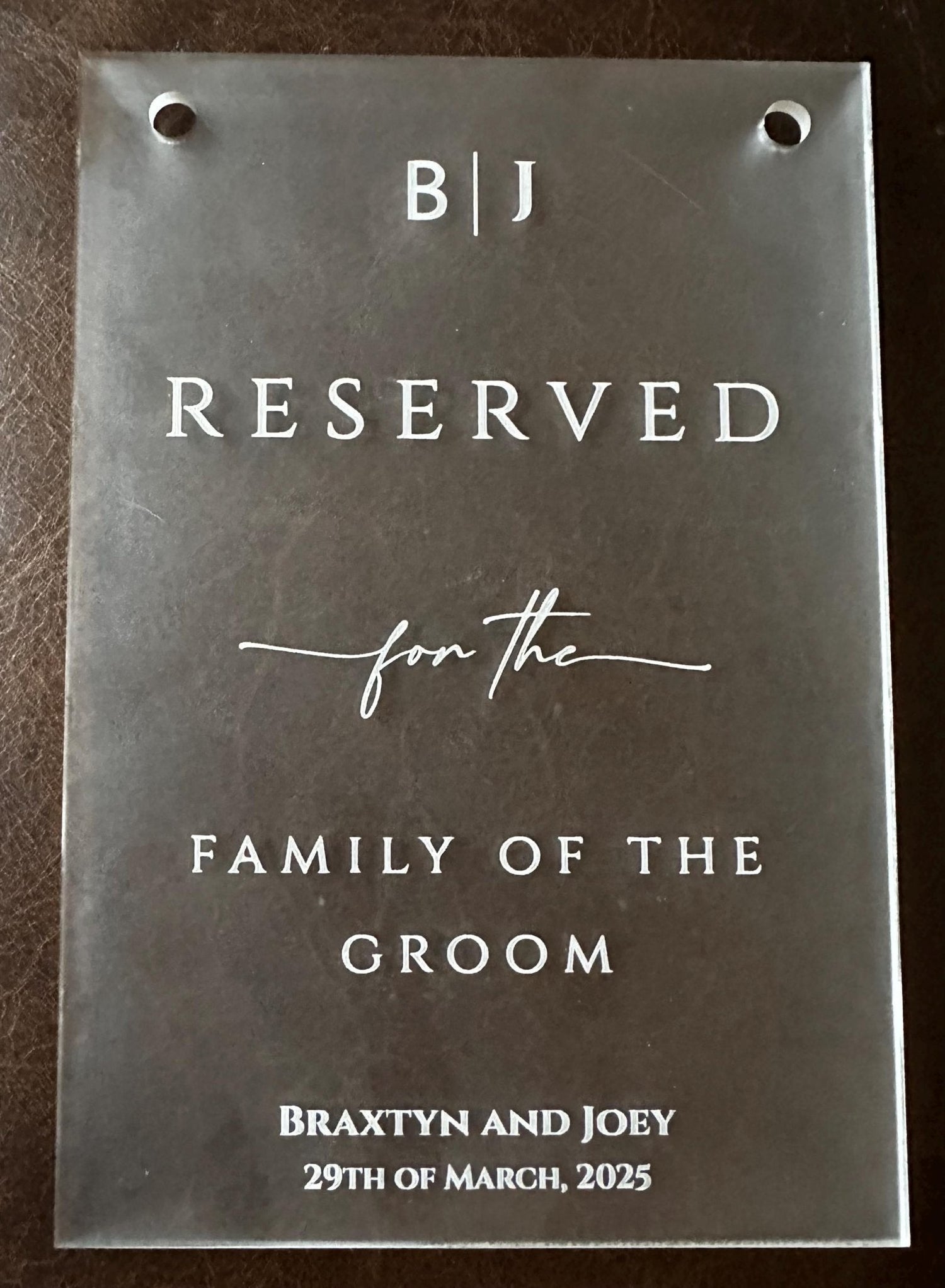 Reserved for Family of the Bride and Groom wedding Frosted Acrylic Signs (set of 2 signs) - Nifty Decor & More