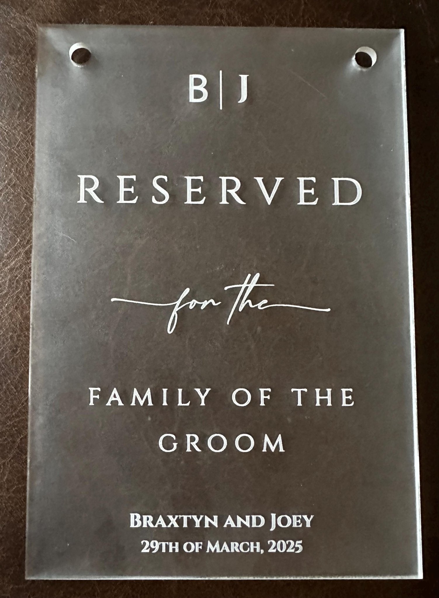 Reserved for Family of the Bride and Groom wedding Frosted Acrylic Signs (set of 2 signs) - Nifty Decor & More