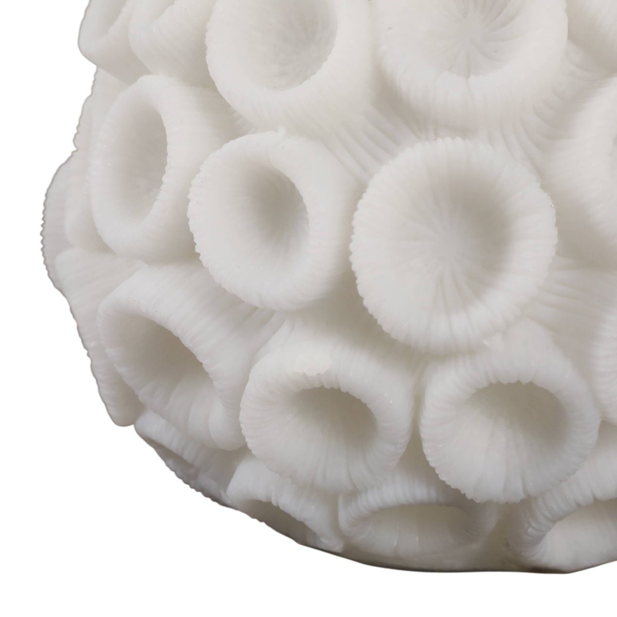Resin Coastal Round Coral Decorative Orb - Ivory, 5 in. - Nifty Decor & More