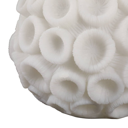 Resin Coastal Round Coral Decorative Orb - Ivory, 5 in. - Nifty Decor & More