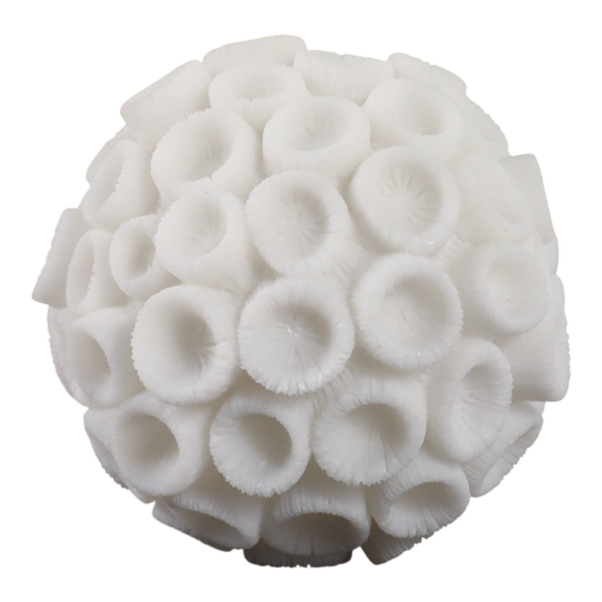 Resin Coastal Round Coral Decorative Orb - Ivory, 5 in. - Nifty Decor & More