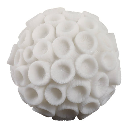 Resin Coastal Round Coral Decorative Orb - Ivory, 5 in. - Nifty Decor & More