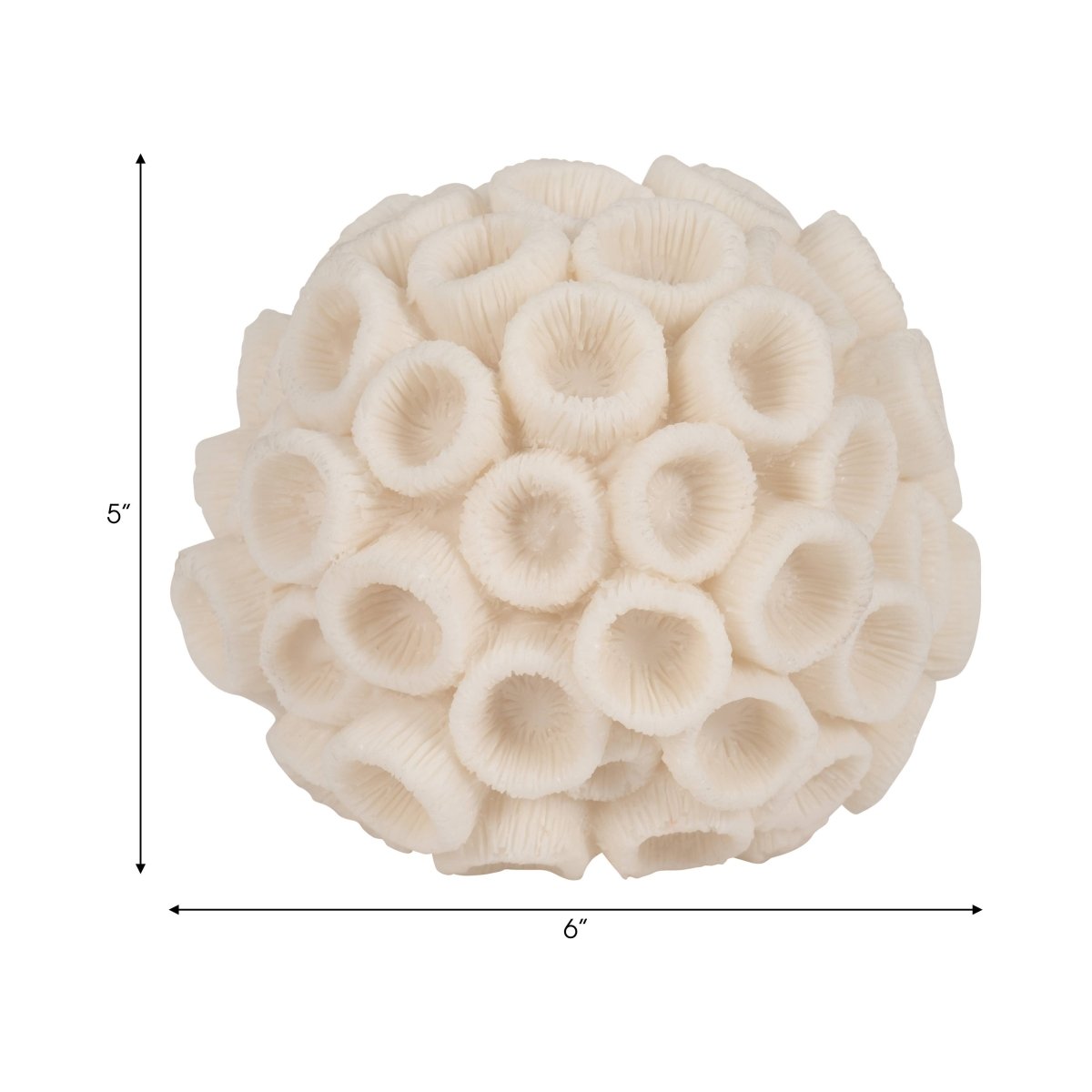 Resin Coastal Round Coral Decorative Orb - Ivory, 5 in. - Nifty Decor & More