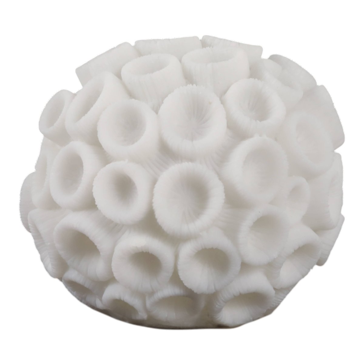 Resin Coastal Round Coral Decorative Orb - Ivory, 5 in. - Nifty Decor & More