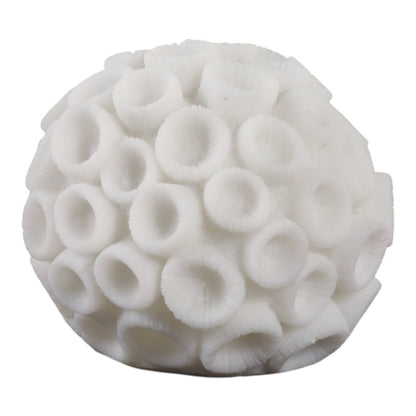 Resin Coastal Round Coral Decorative Orb - Ivory, 5 in. - Nifty Decor & More