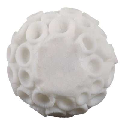 Resin Coastal Round Coral Decorative Orb - Ivory, 5 in. - Nifty Decor & More