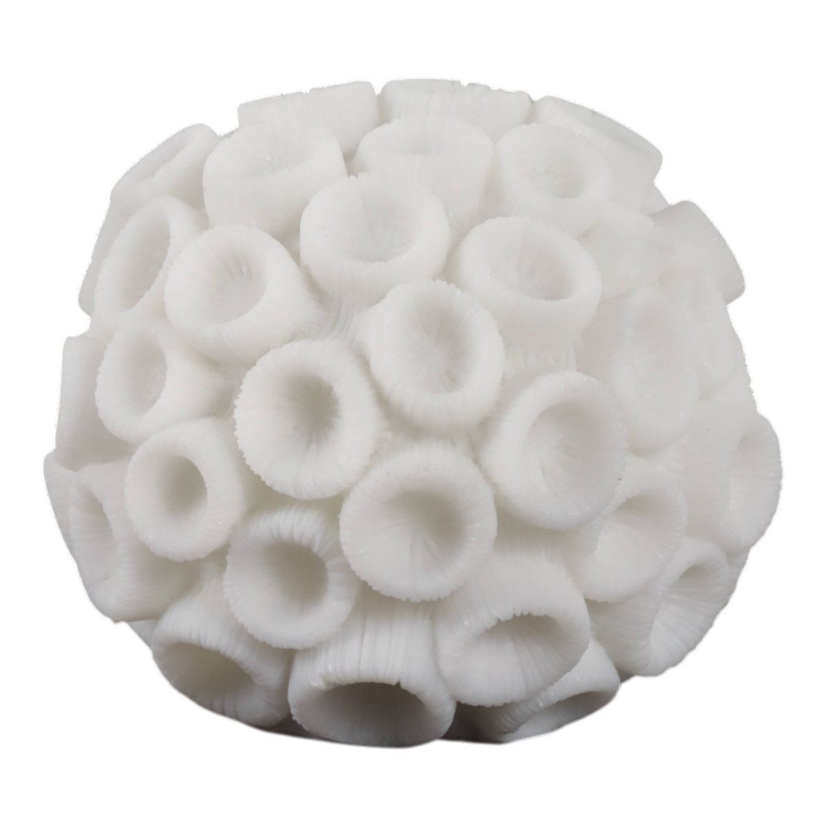 Resin Coastal Round Coral Decorative Orb - Ivory, 5 in. - Nifty Decor & More