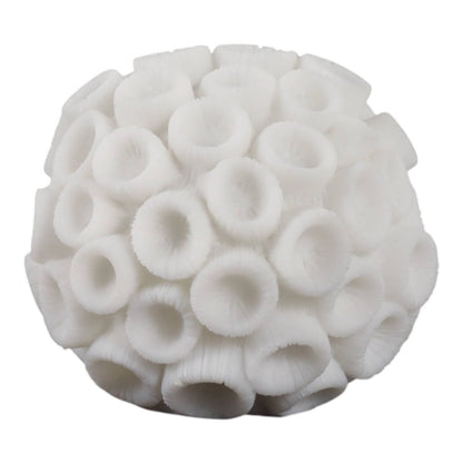 Resin Coastal Round Coral Decorative Orb - Ivory, 5 in. - Nifty Decor & More