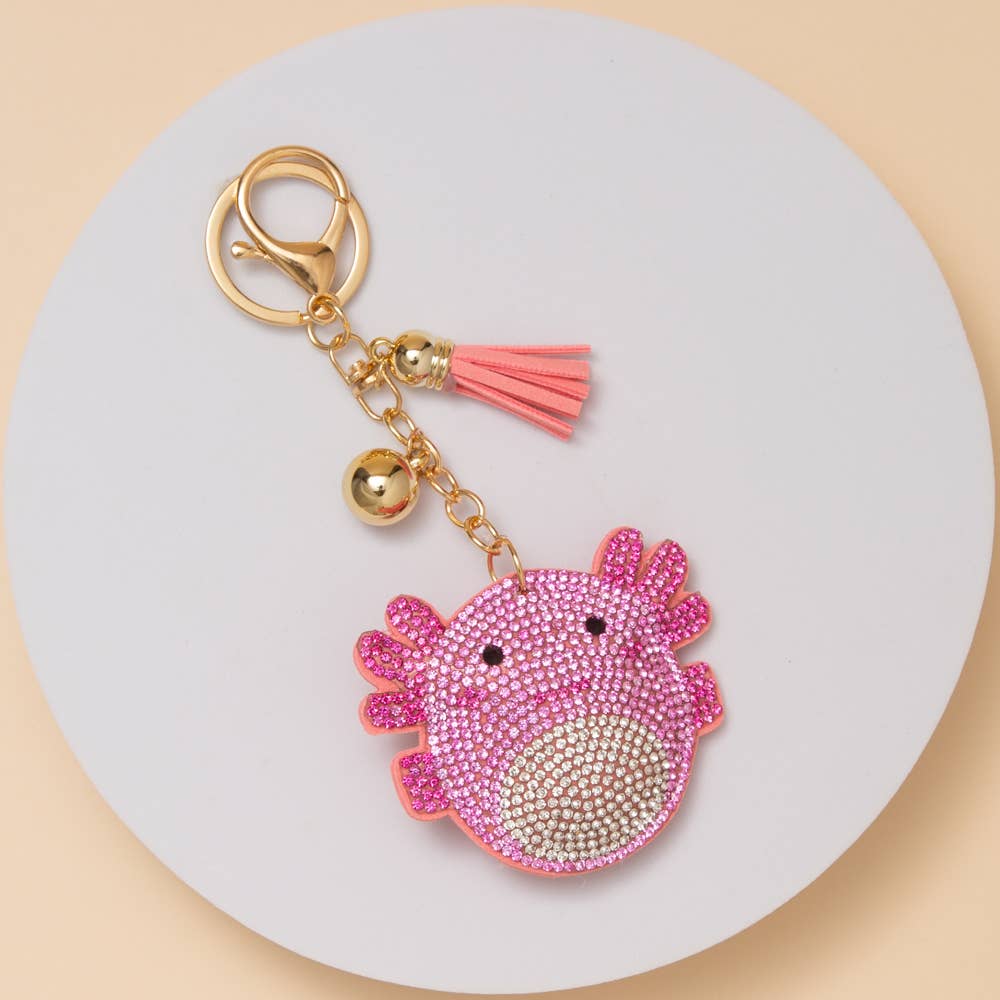 Rhinestone Axolotl Keychain - Nifty Decor & More