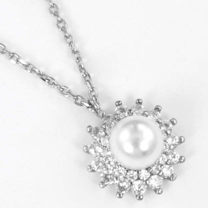 Pearl Rhinestone Bridesmaid Necklace Gold-Dipped RCM