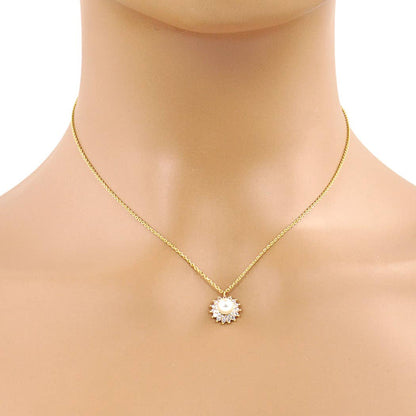 Pearl Rhinestone Bridesmaid Necklace Gold-Dipped
