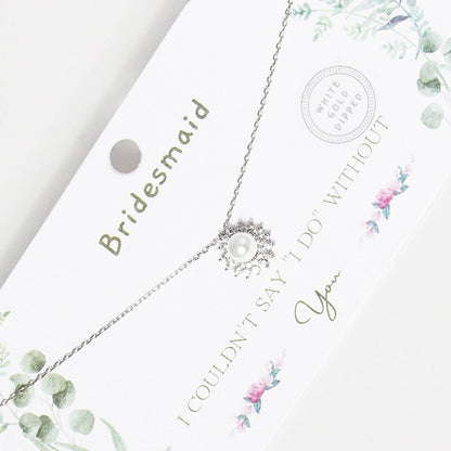 Pearl Rhinestone Bridesmaid Necklace Gold-Dipped