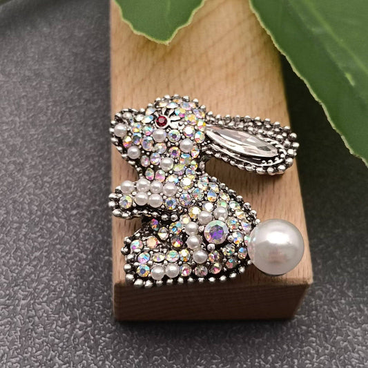 Rhinestone Rabbit Brooch - Nifty Decor & More
