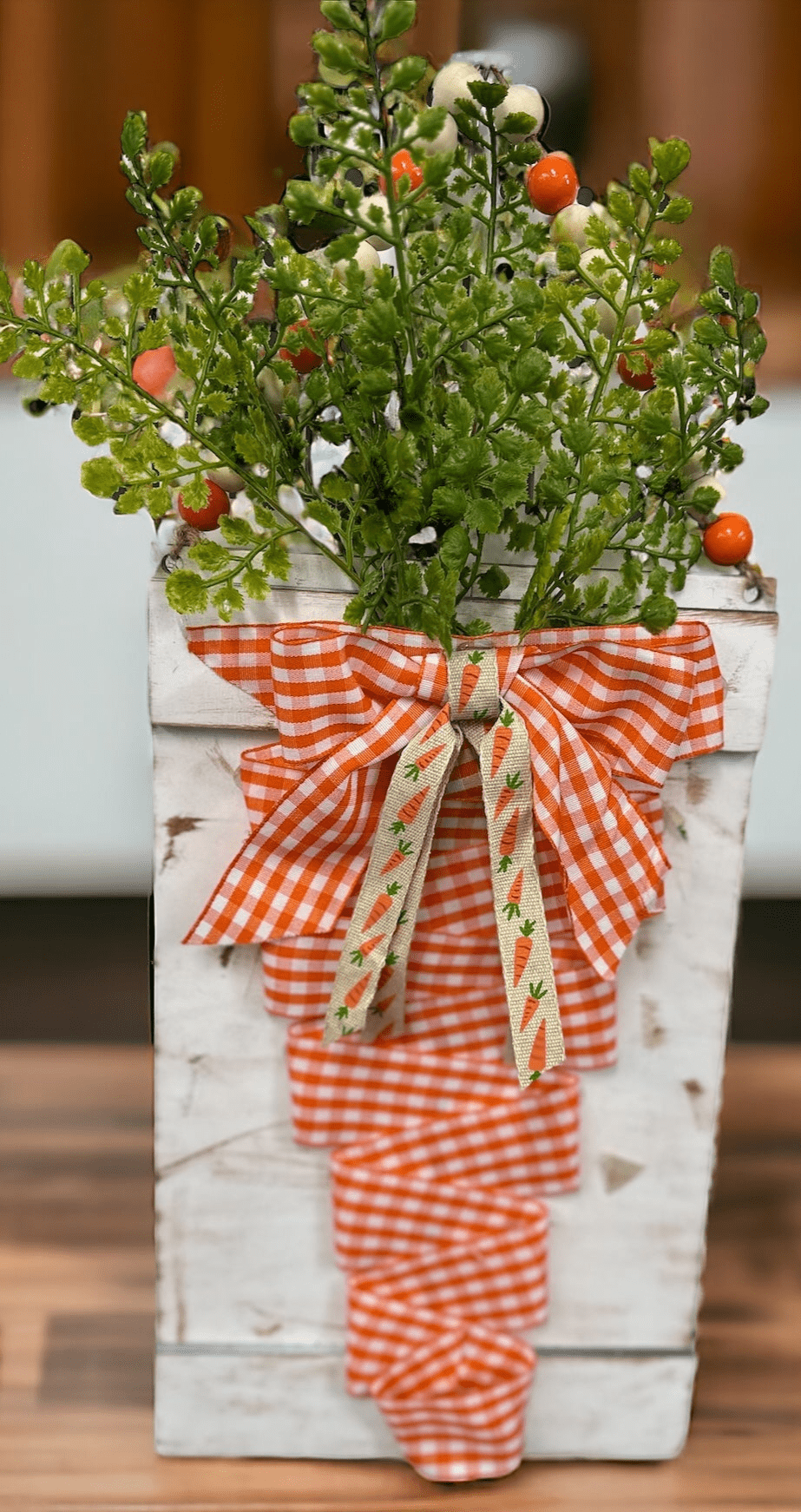 Ribbon Carrot Wall Decor Whimsical Easter Hanging Ornament Springtime Home Accent - Nifty Decor & More