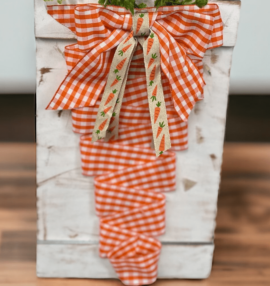 Ribbon Carrot Wall Decor Whimsical Easter Hanging Ornament Springtime Home Accent - Nifty Decor & More