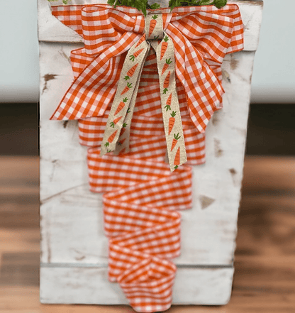 Ribbon Carrot Wall Decor Whimsical Easter Hanging Ornament Springtime Home Accent - Nifty Decor & More