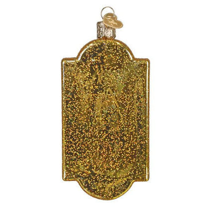 Detail of Elegant Gold Filigree and Pink Background on Doorbell Ornament