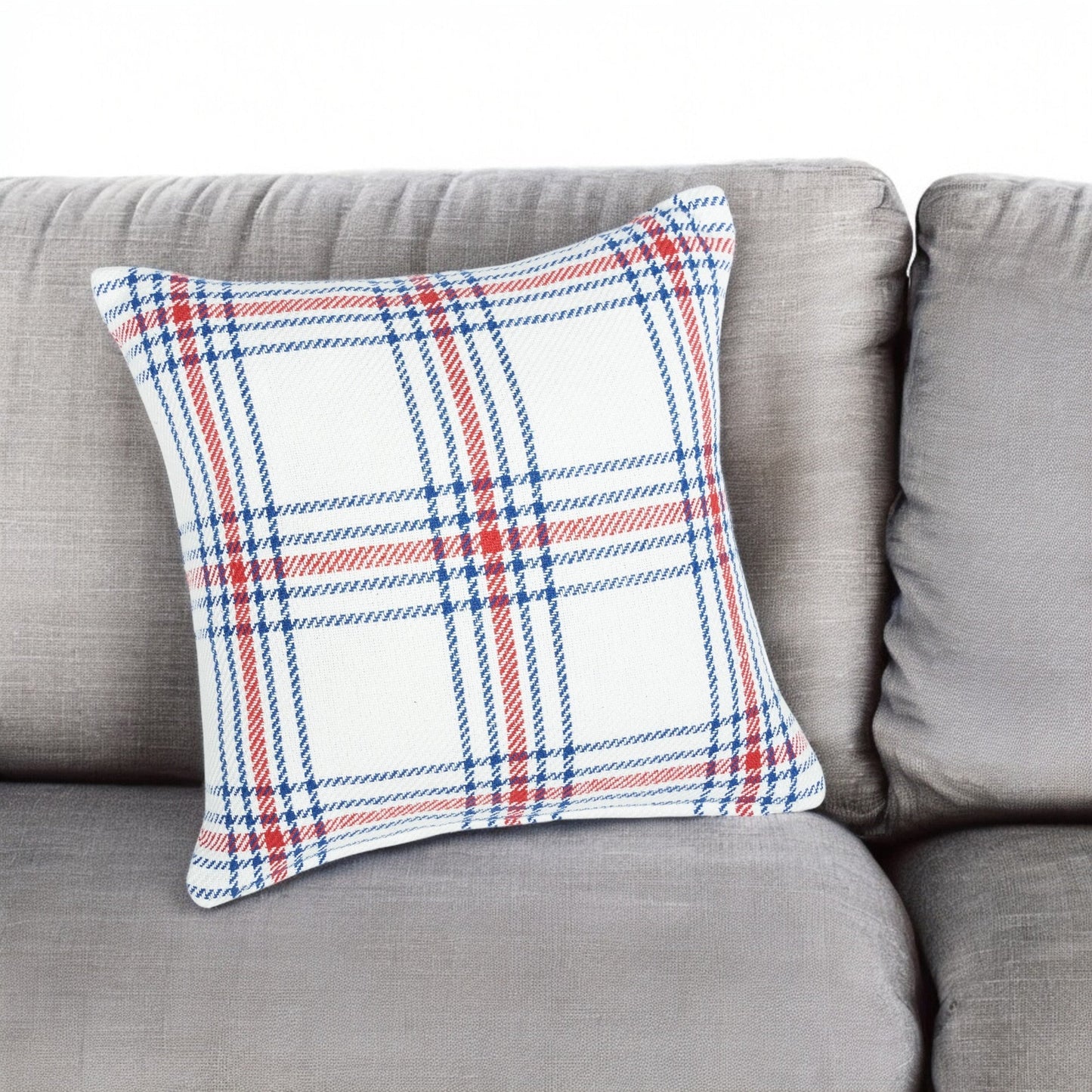 River Rock Red White & Blue Plaid Throw Pillow, Cozy Patriotic Home Decor, Perfect Accent Cushion Gift for 4th of July Lovers - Nifty Decor & More
