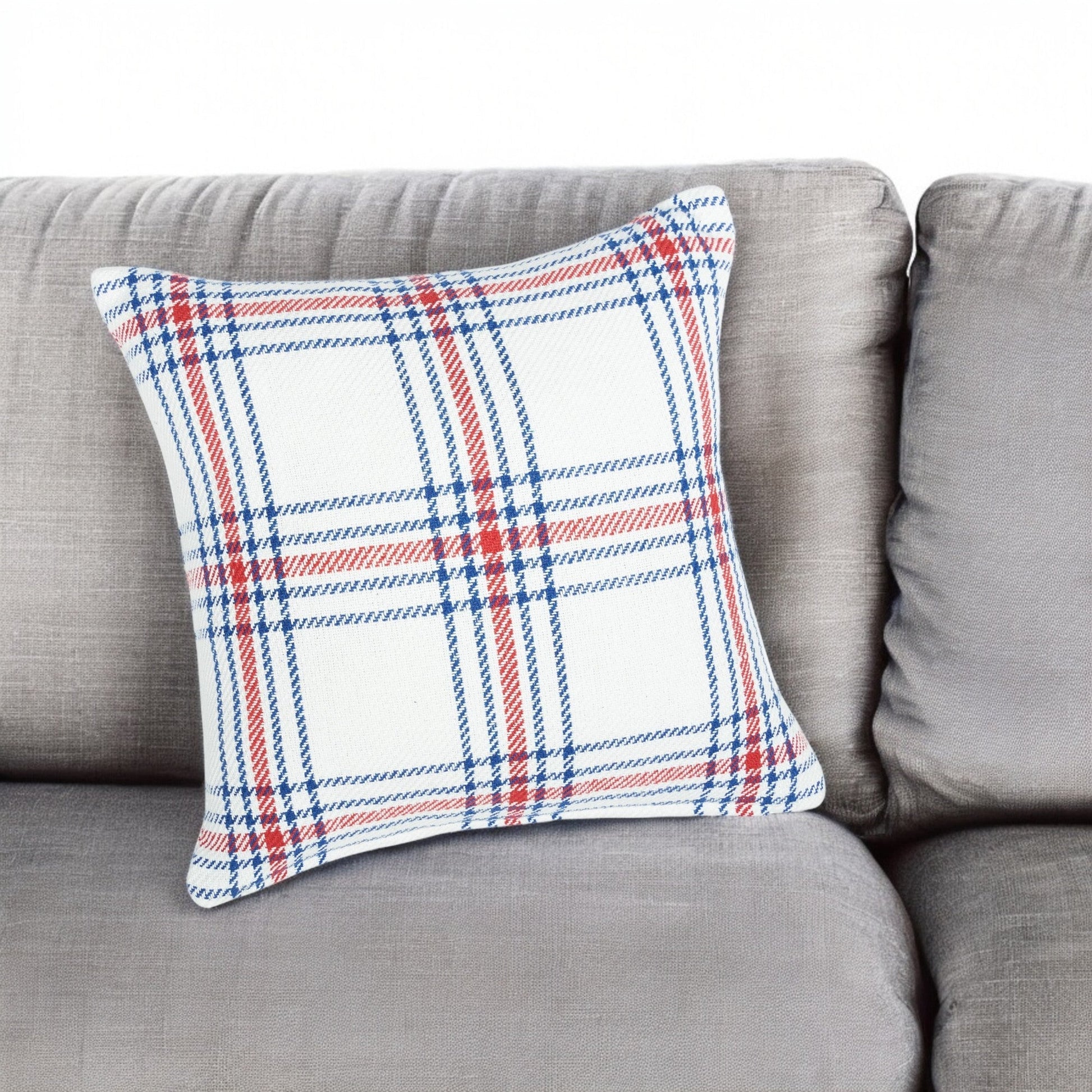 River Rock Red White & Blue Plaid Throw Pillow, Cozy Patriotic Home Decor, Perfect Accent Cushion Gift for 4th of July Lovers - Nifty Decor & More