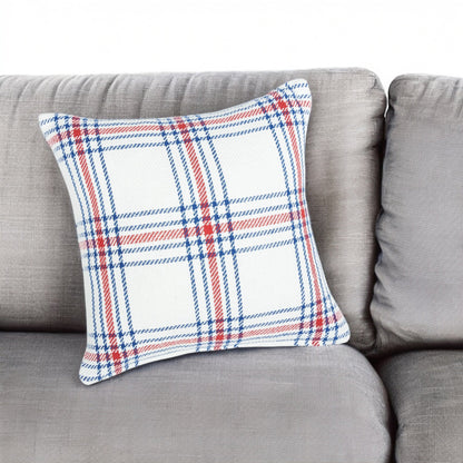 River Rock Red White & Blue Plaid Throw Pillow, Cozy Patriotic Home Decor, Perfect Accent Cushion Gift for 4th of July Lovers - Nifty Decor & More