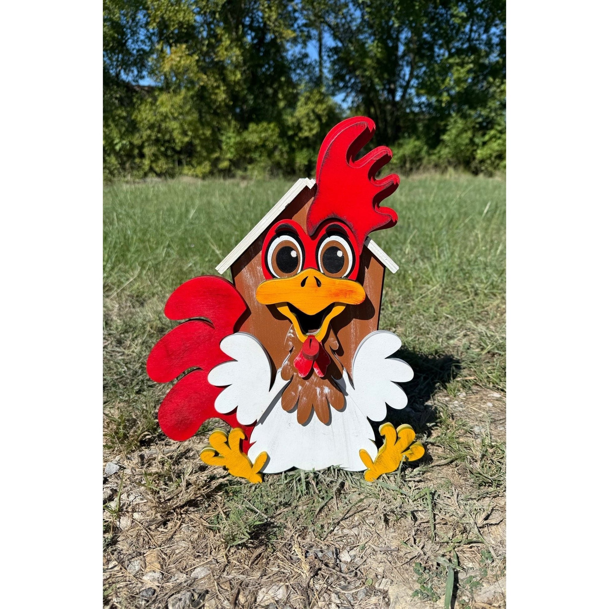Rooster Birdhouse Farmhouse White