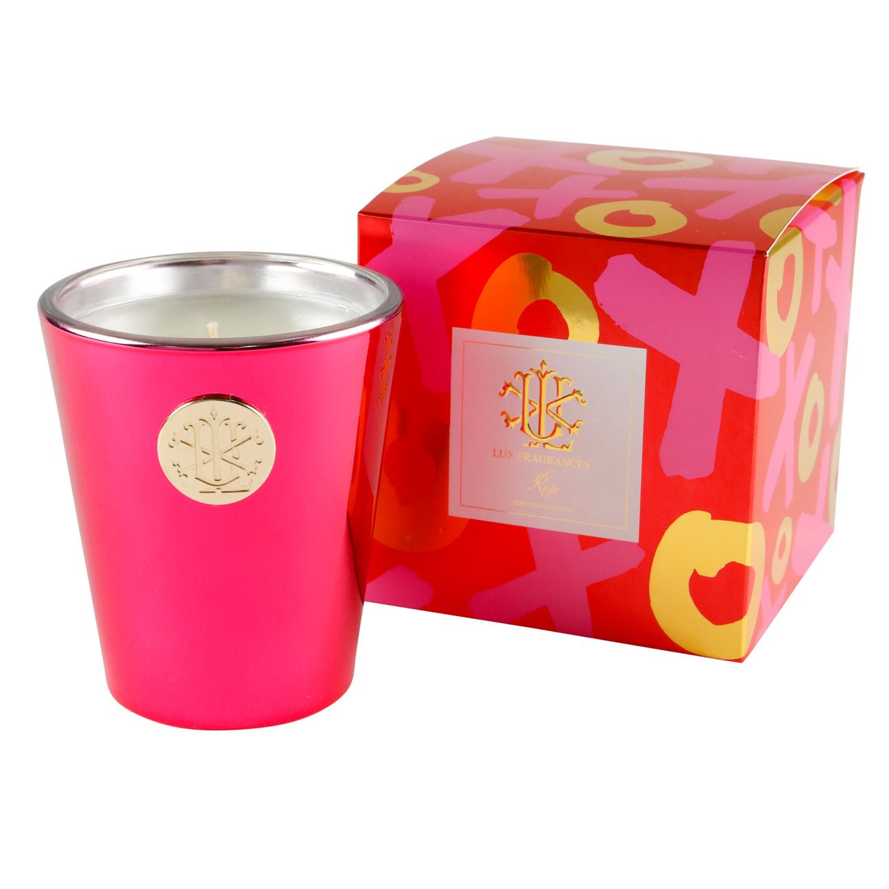 Rose XOXO 8oz Luxury Designer Box Candle - Rose & Bergamot Fragrance by LUX - Nifty Decor & More