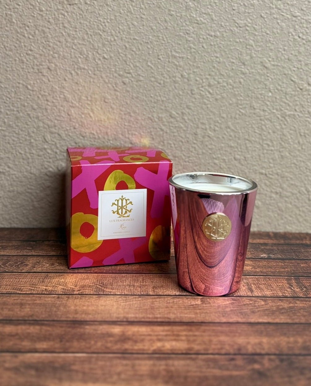 Rose XOXO 8oz Luxury Designer Box Candle - Rose & Bergamot Fragrance by LUX - Nifty Decor & More