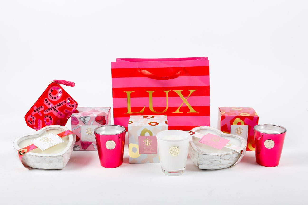 Rose XOXO 8oz Luxury Designer Box Candle - Rose & Bergamot Fragrance by LUX - Nifty Decor & More