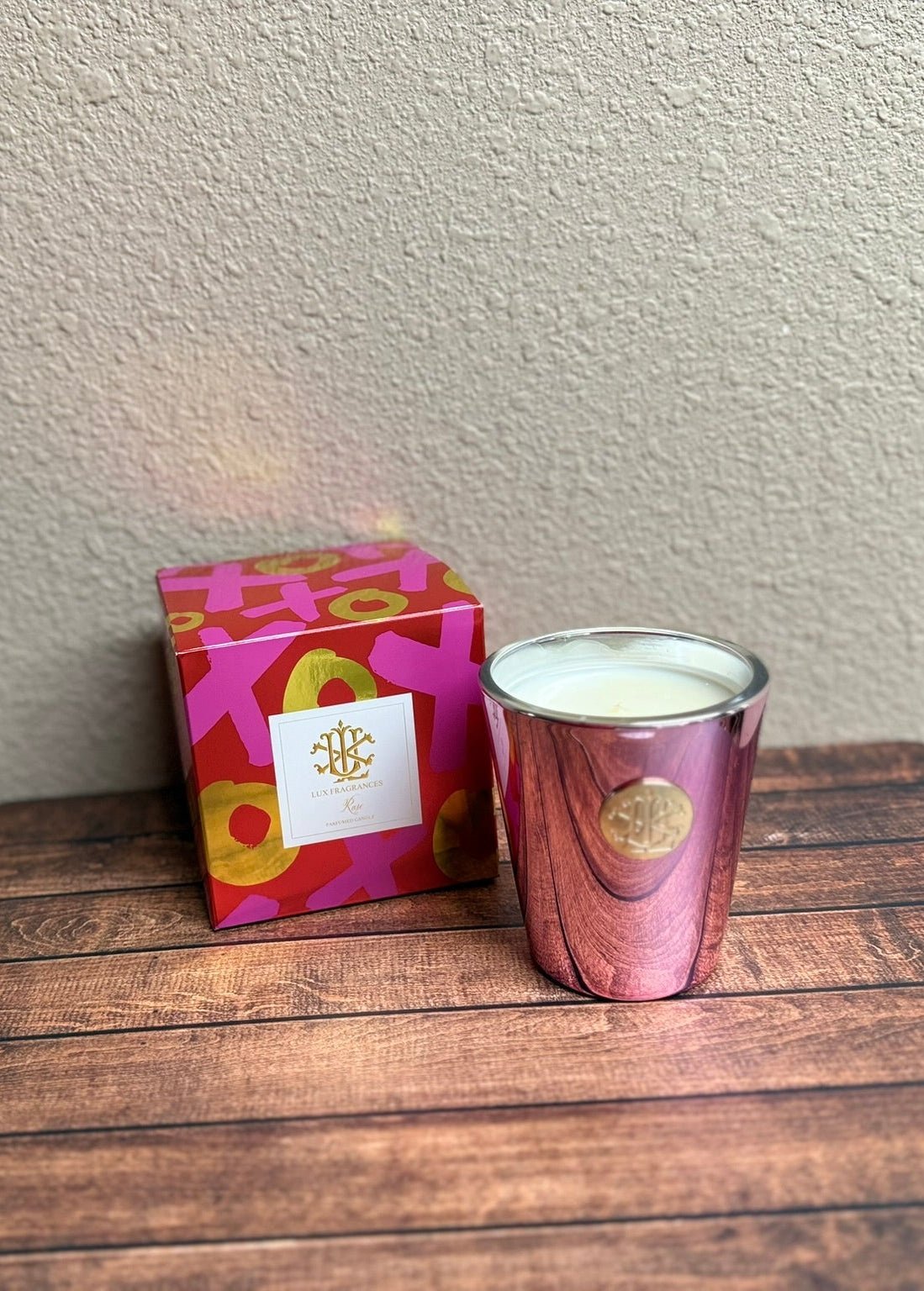 Rose XOXO 8oz Luxury Designer Box Candle - Rose & Bergamot Fragrance by LUX - Nifty Decor & More