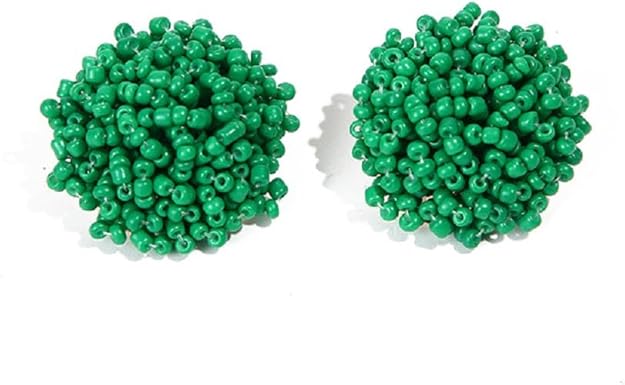 Round Seed Bead PomPom Earrings - Nifty Decor & More