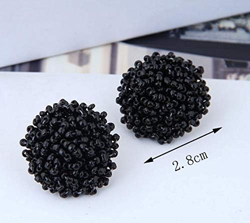 Round Seed Bead PomPom Earrings - Nifty Decor & More
