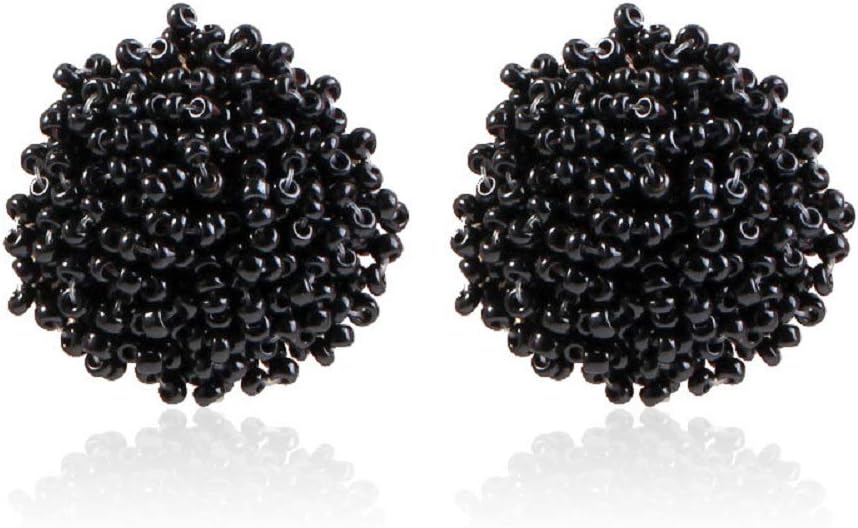 Round Seed Bead PomPom Earrings - Nifty Decor & More