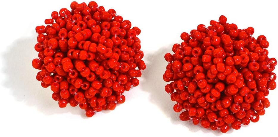 Round Seed Bead PomPom Earrings - Nifty Decor & More